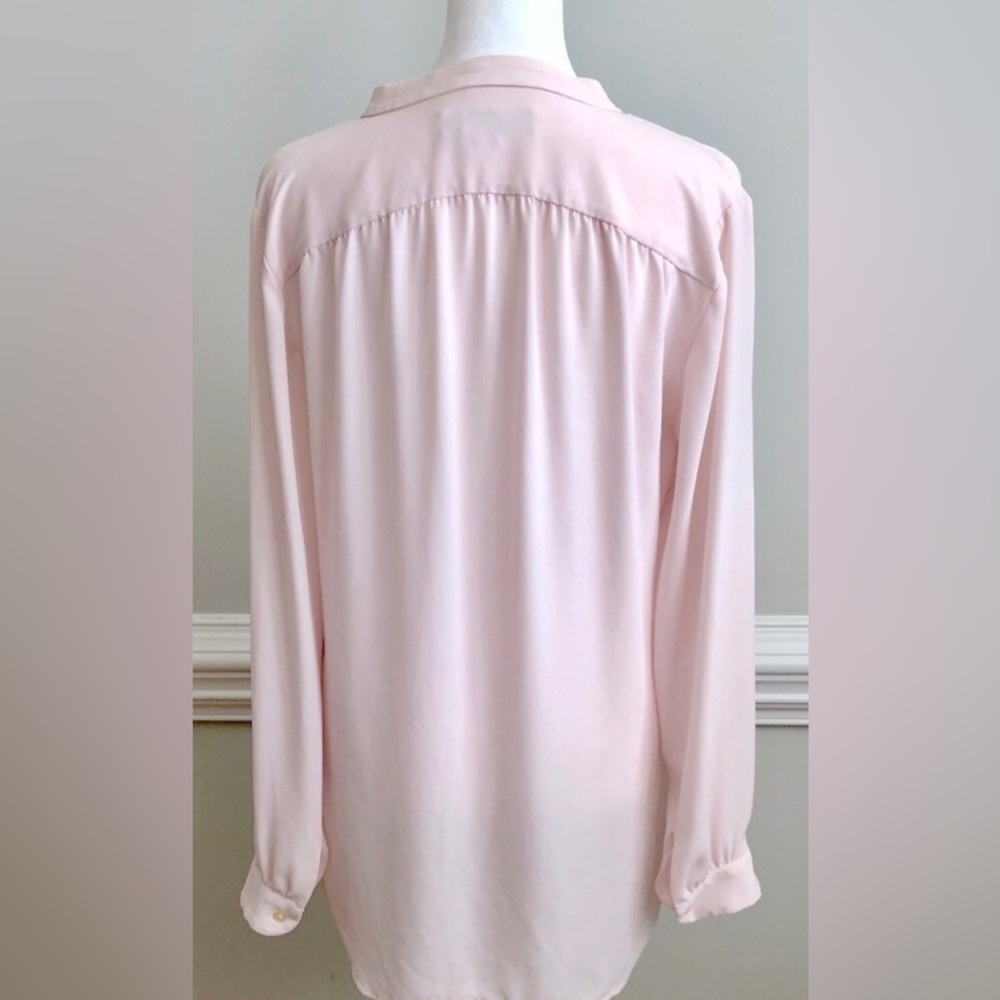 LOFT Blush Pink Long Sleeve V-Neck Relaxed Blouse - Picture 8 of 8